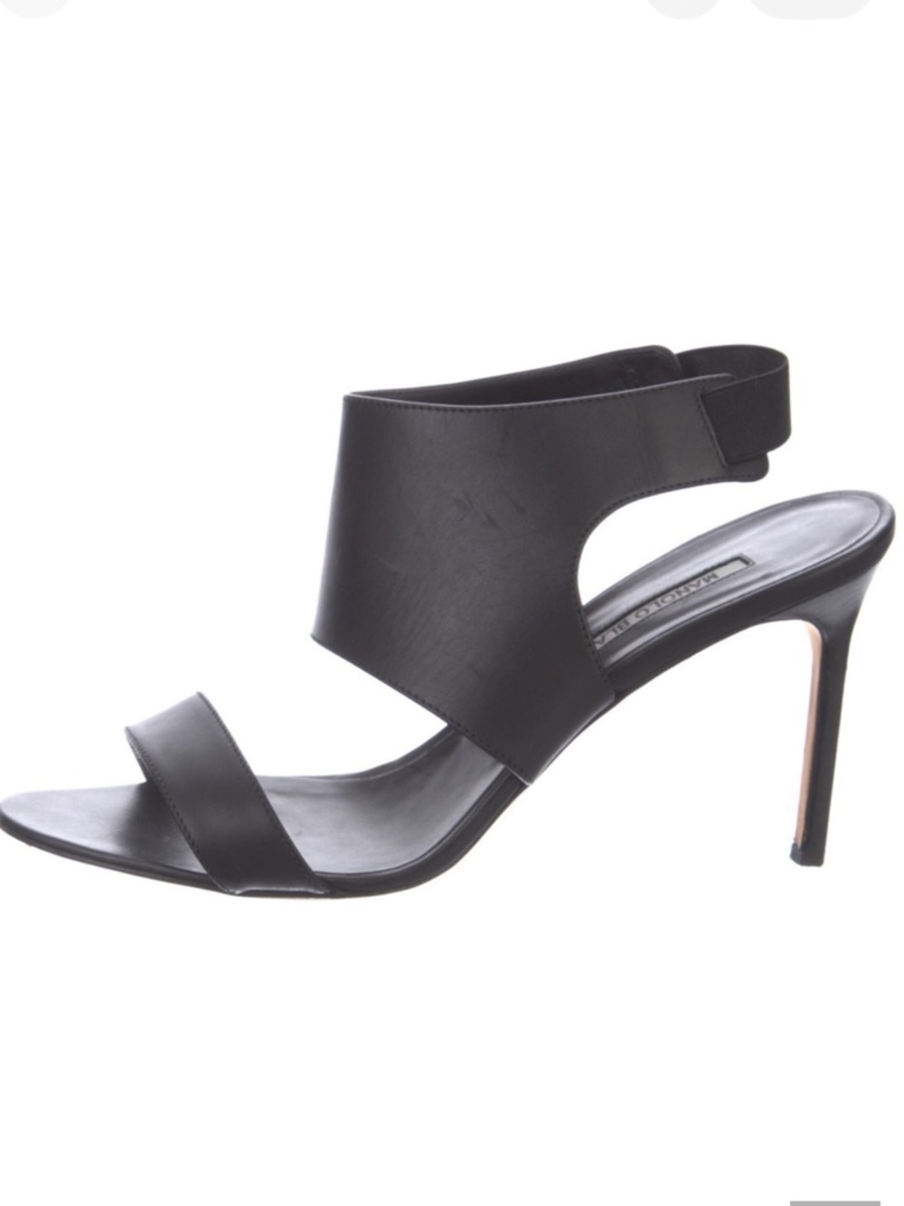 Manolo Blahnik Black Leather Slingback Sandals